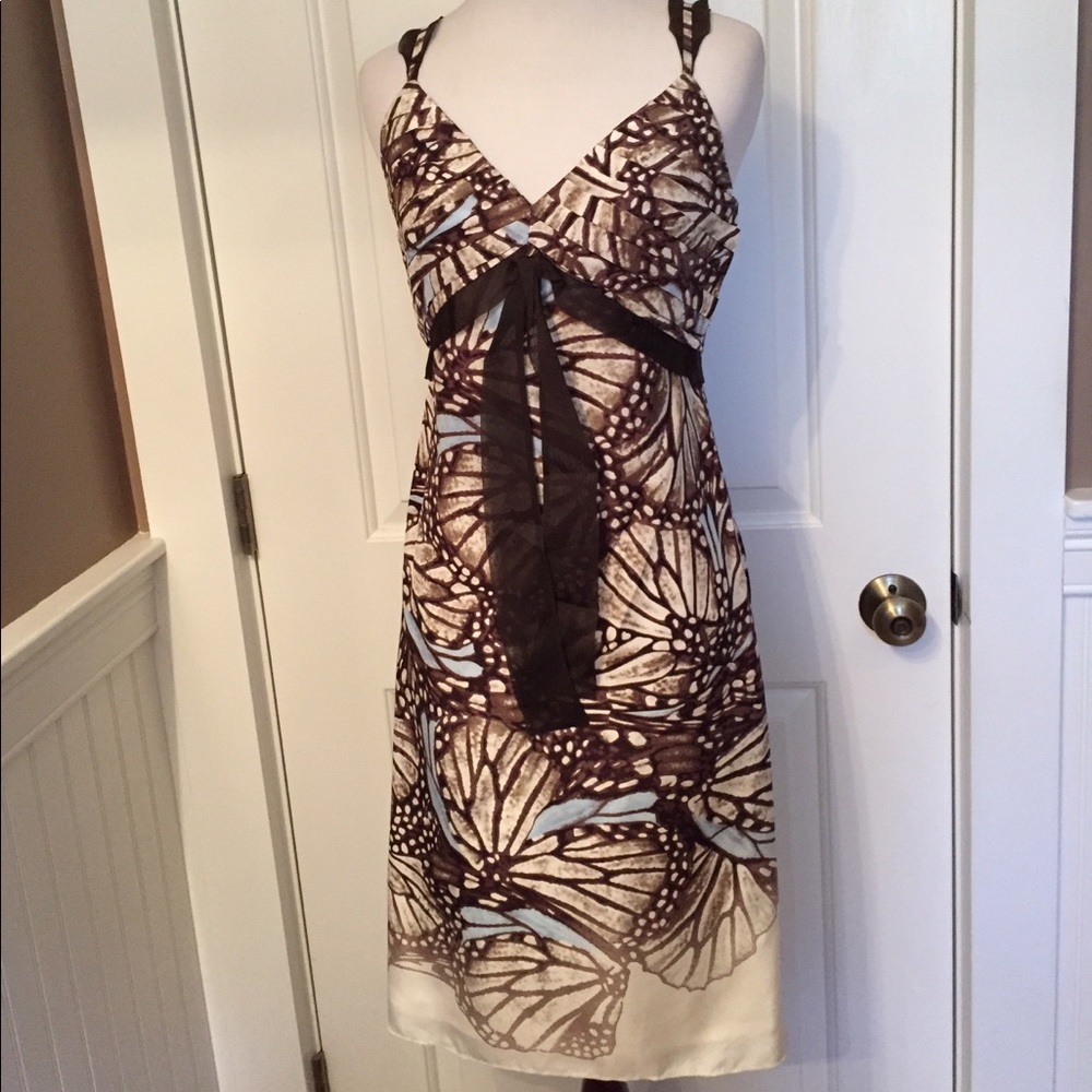 ETCETERA DRESS SLEEVELESS SLIP BROWN CREAM EMPIRE WAIST Size 2